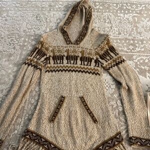 Alpaca Patterned Tan Sweater